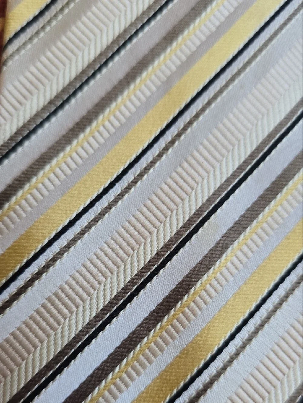 Striped Yellow and Gray Men's Dress Tie - Classic Formal Style